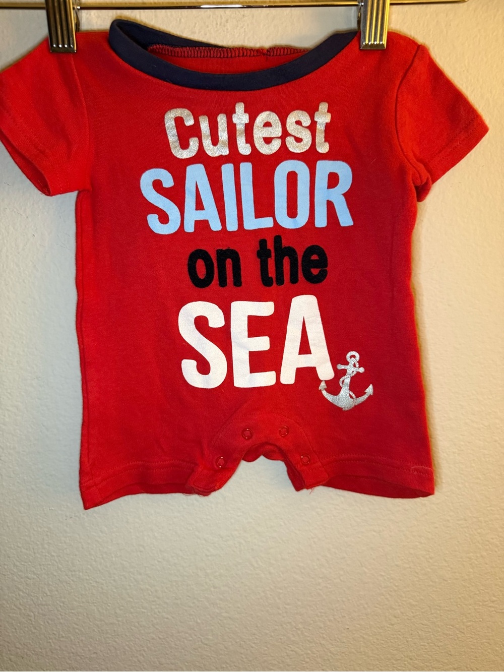 Red Nautical Graphic Baby One-Piece - 'Cutest Sailor on the Sea'
